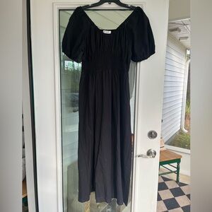 Grace Karin Black Puff Sleeve Maxi Dress L